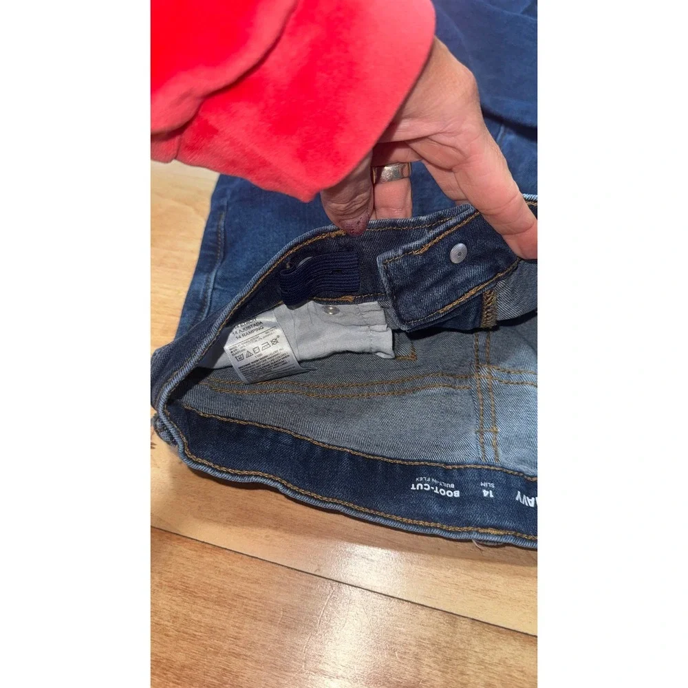 Old Navy Boys Boot-Cut Jeans Dark Wash Slim Fit‎ Built-In Flex Size 14 Slim